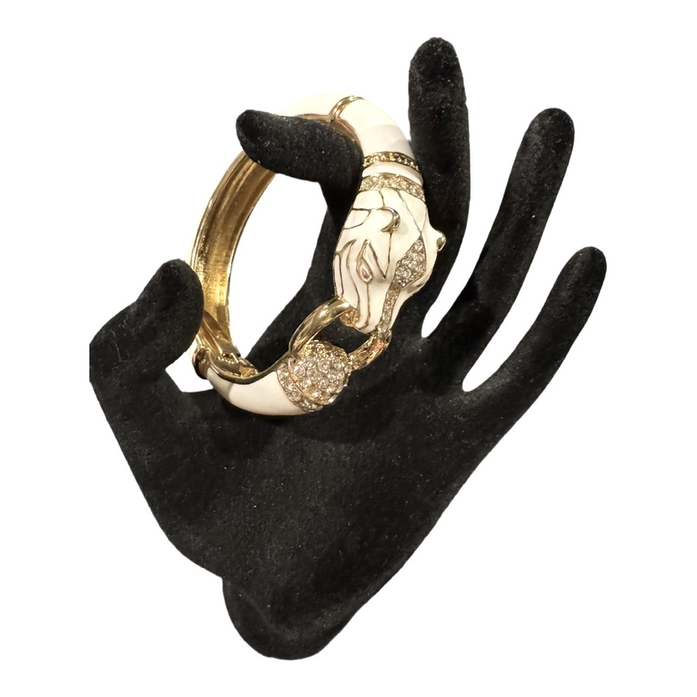 White Enamel Jaguar Clamper Bracelet - Picture 3 of 15